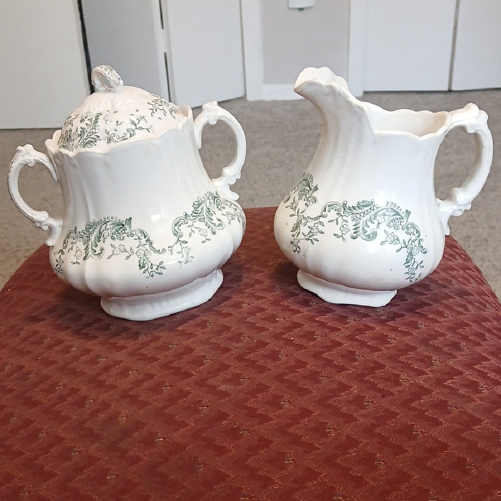 Vintage G E N O A White Ceramic Piece with Green Underglaze Markings